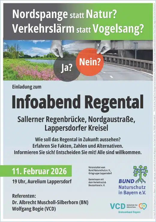 Infoabend Regental (Sallerner Regenbrücke, Nordgaustraße, Lappersdorfer Kreisel)
