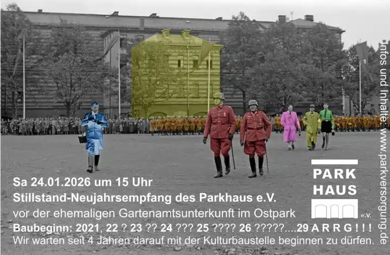 Stillstand-Neujahrsempfang des Parkhaus e.V. bei der ehemaligen Gartenamtsunterkunft im Ostpark