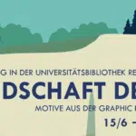 Ausschnitt Plakat Graphic Novel Landschaft der Liebe, Zeichnung Hügel