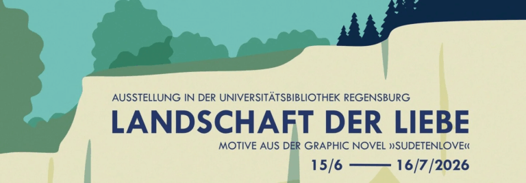 Ausschnitt Plakat Graphic Novel Landschaft der Liebe, Zeichnung Hügel