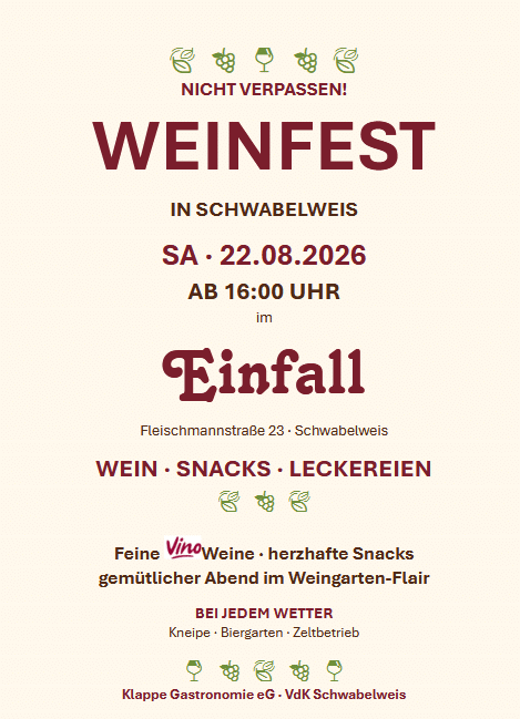 Veranstaltungsflyer Weinfest Schwabelweis